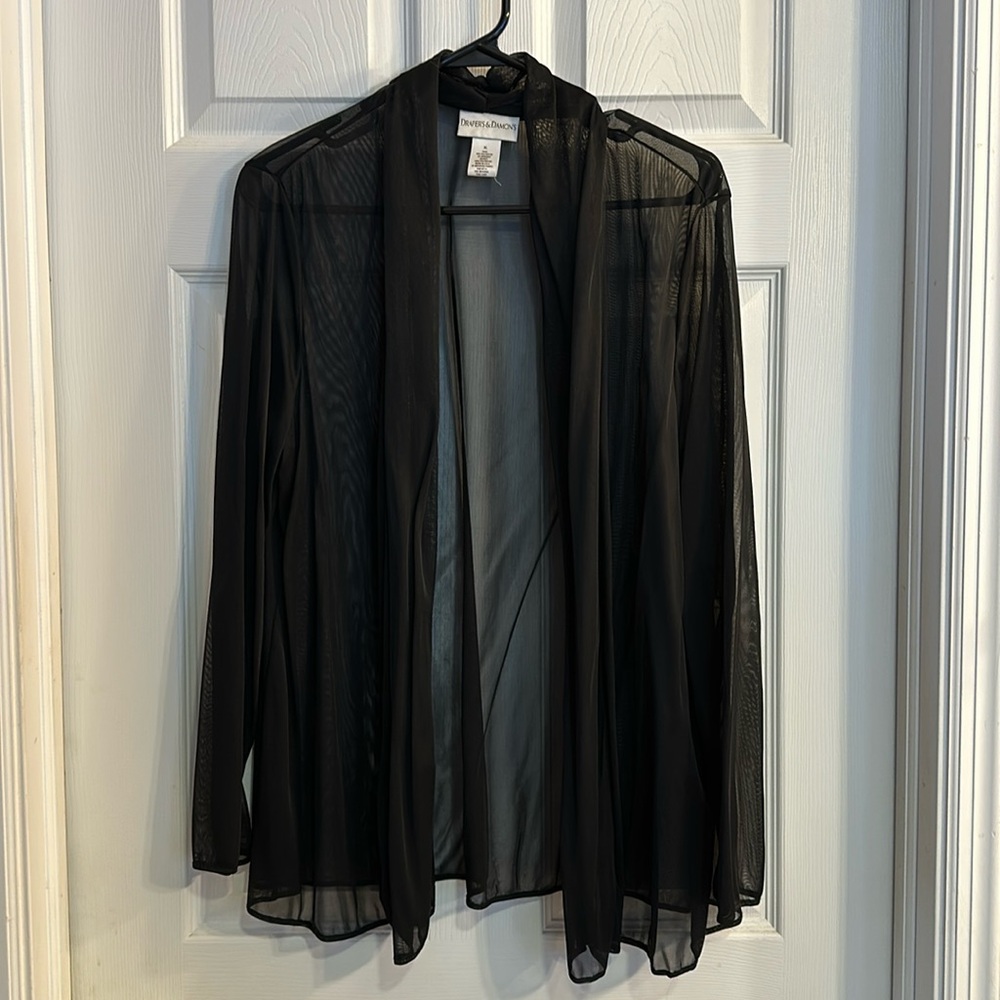 Gorgeous, sheer black blazer or lightweight cover. Size XL.